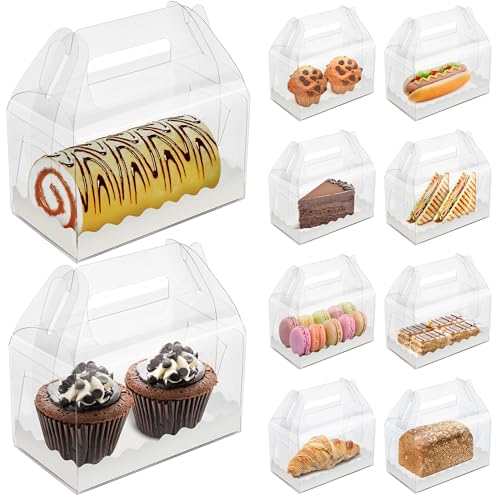 BELLE VOUS 10x Transparente Kuchenbox - 16x9x9cm Geschenkbox Set Durchsichtig mit Deckel - Wiederverwendbare Geschenkbox - Kuchen Geschenkbox
