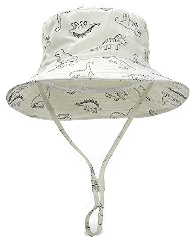 Magwave Unisexo Bebé Niña Niño Sombrero de Sol Verano Algodón Ajustable Pescador Gorra Protección de Sol Anti UV para Exteriores UPF 50+ (48, 6-12 Meses, Beige)