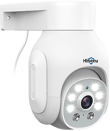 Hiseeu 360° Überwachungskamera für Außenbereich mit Farb-Nachtsicht,5MP POE PTZ Kamera für den Außenbereich,kabelgebundene CCTV-Kamera,Bewegungserkennung,2-Wege-Audio,Fernansicht,Arbeits-POE-System