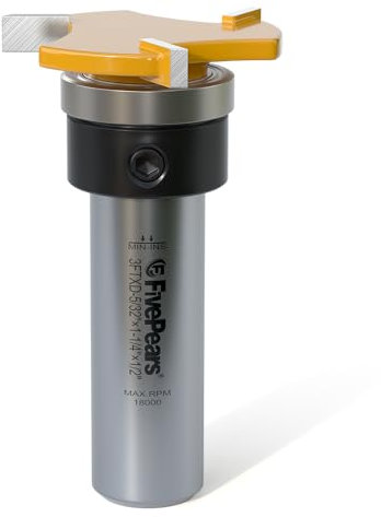 FIVEPEARS Top Bearing Slot Cutter Router Bit 1/2 Shank, 1-1/4 Cutting Dia, 5/32 Cutting Length, High Speed Steel, 1 Flute, V-Groove Cut, Slot and Undercut Bit for Woodworking