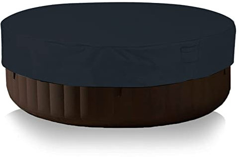 Yolaka Housse de protection ronde pour jacuzzi 204 x 36 cm - Imperméable - Avec aérations - Noir