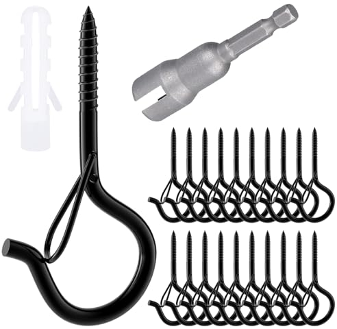 MOGADEE® Schraubhaken, Haken zum Schrauben, 20 Stück Deckenhaken + 1 Stück Flügelmutter Schraubendreher, Schraubhaken mit Sicherung, Hakenschrauben zum Aufhängen Pflanzenkörben