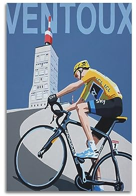 ECHUN Fahrrad-Poster Mont Ventoux, dekorative Leinwand, Wand- und Kunstbild, Gemälde, 50 x 75 cm