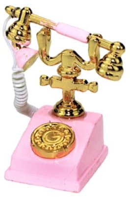 wueiooskj Retro Telefonmodell mit Wählscheibe, langlebig, mit zartem Muster und glatter Linie, kratzfestes Miniatur Telefonmodell aus Legierung, A Rosa