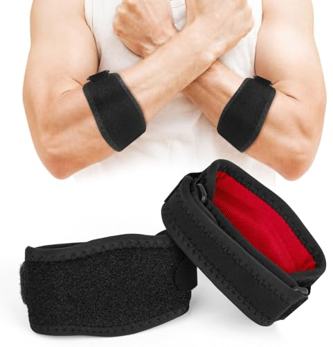 ACWOO 2 Uds Cinta Codo Tenista, Coderas de Golfista, Coderas para Epicondilitis Ajustable, Codera Tendinitis, Cinta de Compresión para el Codo, para Deportes Como el Tenis, Golf, Pesas (Rojo)