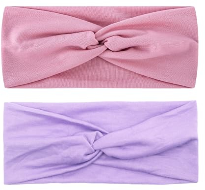 CHENGZI Sport Stirnband Yoga Stirnband Elastisches mehrfarbiges breites Stirnband Laufende Schaukel absorbierende Frauen Stirnband (Rosa+Lila)