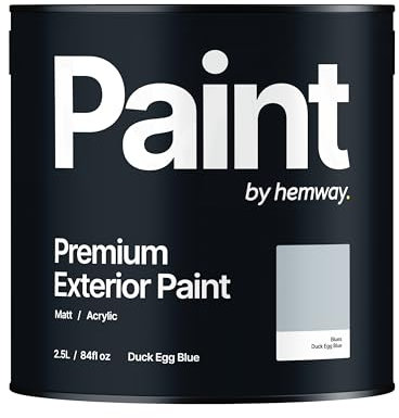 Hemway - Premium Exterior Paint - Duck Egg Blue 2.5 L | Outdoor Matt Finish, Acrylic & Water-Based Emulsion | Quick Dry & High Coverage for Walls, Wood, Metal, Masonry & Furniture