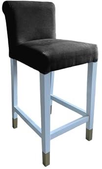 Ares Meble Gepolsterte Hocker Zum Esszimmer H13 41 x 93 x 50 cm - Mit Gestepptem Rücken, Barhocker, Sitzhocker - aus Buchenholz, weiß-goldene Beine, Gestepptes Velour - Schwarz (Schwarz)