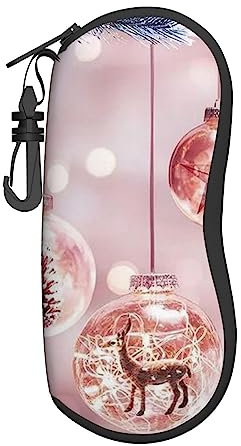 jjSFJOA Brillenetui mit niedlichem Eulen-Druck, Unisex, tragbar, schlank, weiche Schale, Sonnenbrillenetui, Rosa Weihnachtskugel, One size
