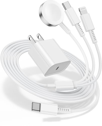 Câble de charge rapide 3 en 1 pour Apple Watch de 0,3 m, câble de charge multiple avec chargeur rapide USB C, cordon de charge iWatch pour iWatch Series Ultra2/SE/10/9/8/7/6/5/4/3/iPhone 15 16 Pro Max