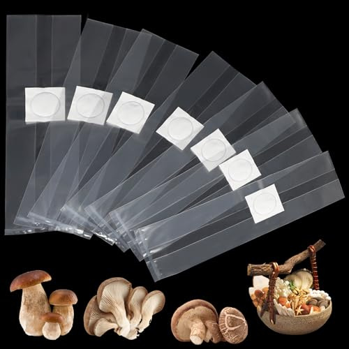 SWAWIS 50 Stück Pilzzucht Beutel 18 x 35 cm Pflanzsack Reißfest | Mit Filter, Grow Zubehör für Pilze, Enoki Pilze