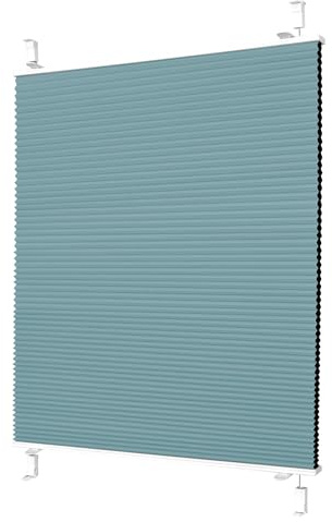Grandekor Wabenplissee ohne Bohren Weiß-Himmelblau 70x130cm (BxH) | Verdunklungsplissee Klemmfix Plissee ohne Bohren Verdunkelung Thermo Rollo Wärmedämmung, Privatsphäre - & Sonnenschutz