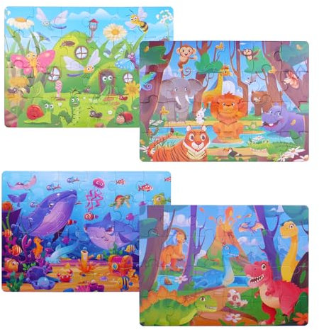 quiodok Kinderpuzzle 4 Bilds Tiere Puzzle Kinder 40 Teilen Tiere Kleinkinder Puzzles für Jungen und Mädchen Puzzle ab 3 4 5 Jahren (280 * 200mm)