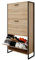 CASABEL Meuble A Chaussure Industriel 18 Paires - Armoire À Chaussures Rangement Entrée Grande Capacité - Gain de Place Entrée Couloir - Portes et Cadre Bois Clair - Entreprise Française