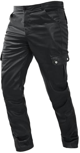 Bauzuoyo Latex Hose für Männer Slim Fit Lederhose,Wetlook Leggings,Sexy Glänzend Strumpfhose in Latex Leder Lack Optik,Multi Taschen Motorradhose,Frühling Herbst Einfarbig Punk Leder Hosen