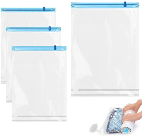 ALLY-MAGIC Vakuumbeutel für Kleidung, 35x50cm Dicht Vacuum Bags, Wiederverwendbar Vakuumierbeutel zum Rollen, Kleiderbeutel Keine Vakuumpumpe Erforderlich, Vakuumbeutel für Reisen Rucksack E21-SJYSD