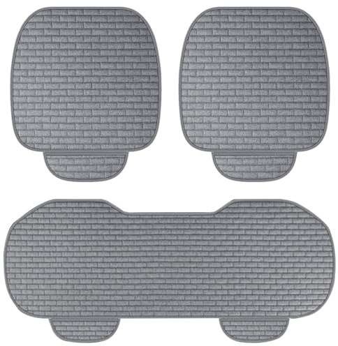 Zimoer 3 Stück Auto Sitzauflagen, Weich und Atmungsaktiv Auto Sitzkissen, Anti Rutsch Car Sitzauflage Sitzkissen, Autositzkissen Set für Vorder- und Rückbedeckungen, Universal für Car (Grau)