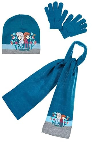 Disney Frozen Winterset Kinder – Mütze, Schal & Handschuhe – Lila oder Blau – Lizenzartikel