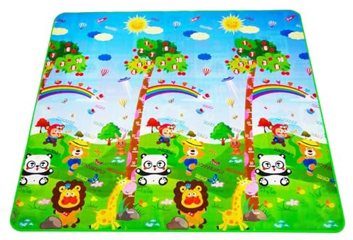 Kinder Aktivitätsmatte 200 x 180 cm Faltbare Doppelseitige Spielmatte | Teppich Für Das Spielzimmer für Zuhause, Bauernhaus, Kinderzimmer, Schule, Kindergarten, Wohnzimmer,