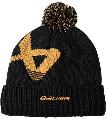 Bauer Bommelmütze Intarsia Schwarz - Gelb Junior