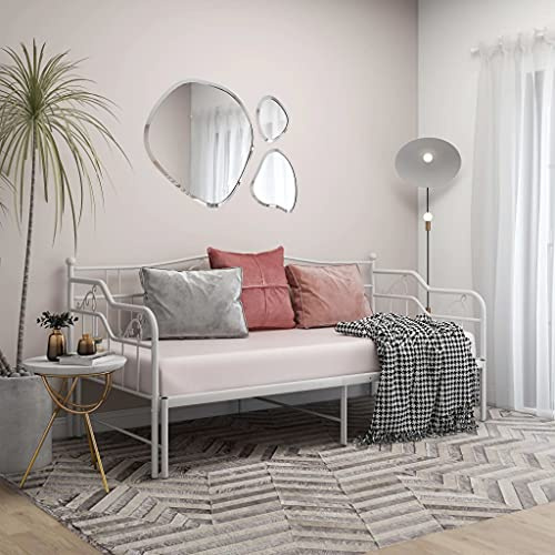 Woonisher Ausziehsofa Bettgestell Weiß Metall 90x200 cm, Vielseitige Nutzung Als Sofa Und Bett, Polster Hoch Bed Frame Für Besucher Und Tagesnutzung
