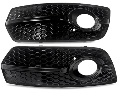 Auto KüHlergrill Gitter Für Q5 8R 2009-2012 SQ5 Style 1 Paar Schwarze Waben-Nebelscheinwerferabdeckungsgitter Front Doppel Rippen Grill
