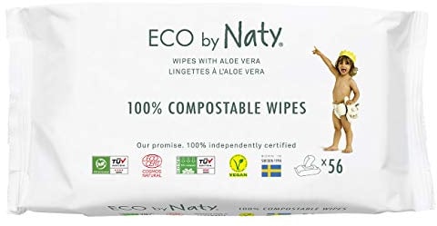 Eco by Naty plastikfreie Aloe Vera Baby Feuchttücher - 100 % kompostierbare und pflanzliche Tücher, gut für Babys und die empfindliche Haut von Neugeborenen (12 x 56 | 672 Stück)