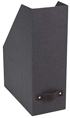 Bigso Box of Sweden Desk Organiser - Practical Document Holder Made of Fibreboard and Paper in Linen Look - Sturdy Magazine Storage with Handle - Black