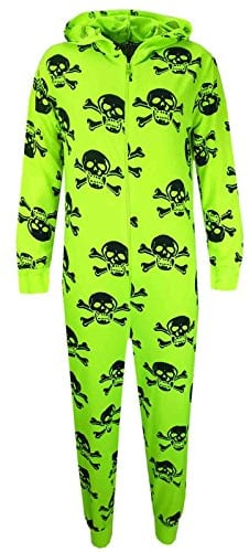 A2Z 4 Kids Kids Unisex Kids Unisex Skull & Cross Bone Print Onesie All in One Halloween Costume Jumpsuit PJ's Age 5-13 Years