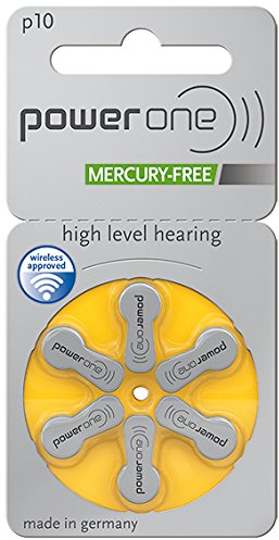 6 x Varta P10 PowerOne Typ 10 / GELB, Hörgerätebatterien – 1,45 V, PR 70 / Made in Germany, neueste Generation