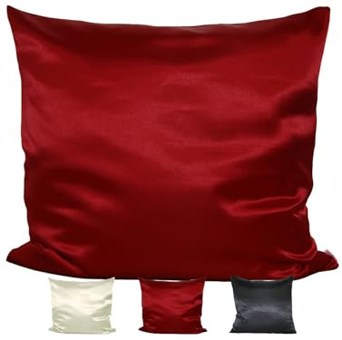beties Glanz Satin Kissenbezug ca. 80x80 cm edel, fein fließend aus deutschem Unternehmen für Haare und Haut Seiden-Optik (Karmin-rot)