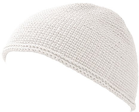 CHARM Herren Mütze Short Beanie - Strick Kopfbedeckung Skull Cap Kufi Muslim Takke Islam Namaz in 2 Größen Weiß