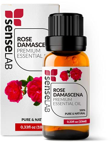SenseLAB Aceite Esencial de Rosa Damascena - Aceite de Rosa Damascena Natural 100% Puro de Grado Terapéutico para Difusor de Aromaterapia y Humidificador - Aceite para el Cuidado de la Piel (10 ml)