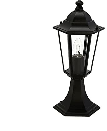 Lampe de Chemin Aluminium Verre Noir IP44 Chemin Terrasse H:40 cm E27 Lanterne Rustique Nostalgique Lampe de Socle Extérieur PARIS