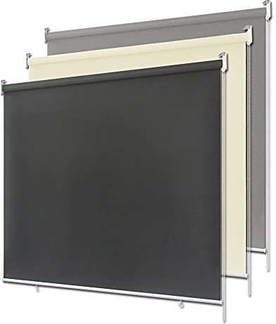 LeMeiZhiJia Außenrollo Senkrechtmarkise Balkonrollo Sichtschutz Rollo Beschattung 140 * 240cm Beige