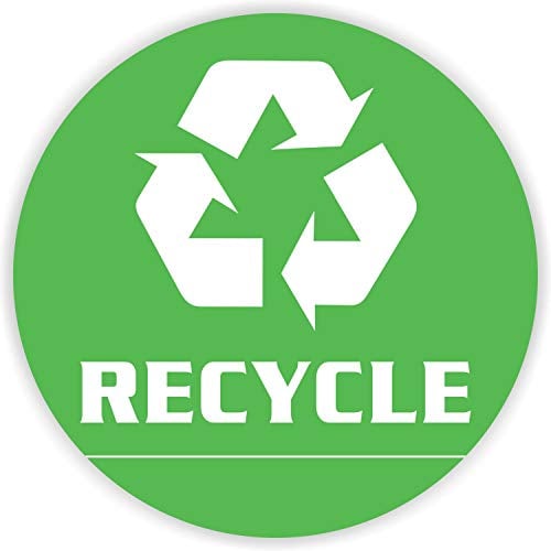 PARTH IMPEX Recycle Sticker - (Pack of 12) 6 Large Round Laminated Vinyl Decals Trash Can Bins Sign Labels