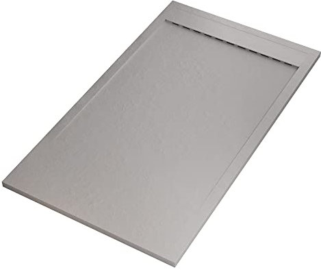 Receveur de douche Prestige effet pierre grille latérale en teinte gris clair 80x100