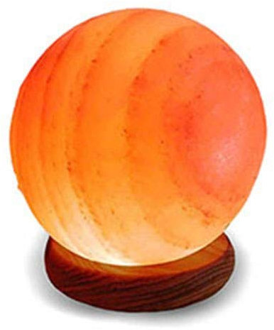 Globe Shape Himalayan Salt Lamp Pink Rock Crystal Light | Natural Quality Hand Crafted from Foothills of Himalayas Comes with Complete Fitting Wooden Base UK Switch Cable and Bulb (Globe Shape)