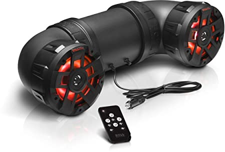 Boss Audio Systems ATV65BRGB: Sistema de Sonido para ATV/UTV, Altavoces 6.5 Pulgadas, Tweeters 1 Pulgada, Bluetooth, Iluminación RGB, Resistente a la Intemperie, Negro