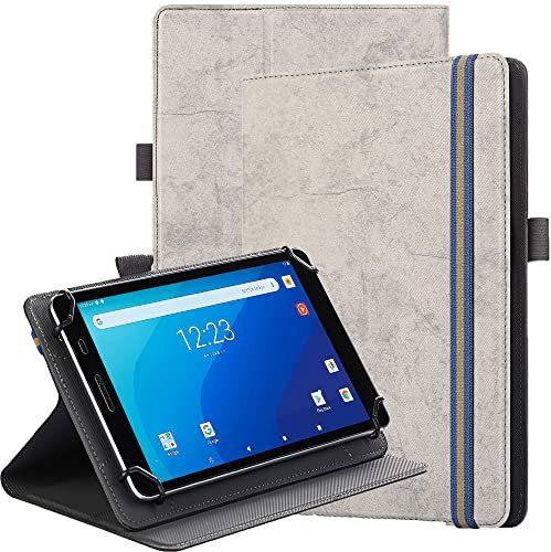 SINSO Universal Stand Folio Case Cover for All 7-8 Tablets (For Fire 7 tablet/For Fire HD 8,For Pad Mini 7/6/5/4/3/2/1,Lenovo Tab M7 7 inch/Lenovo Tab M8 8 inch),Grey