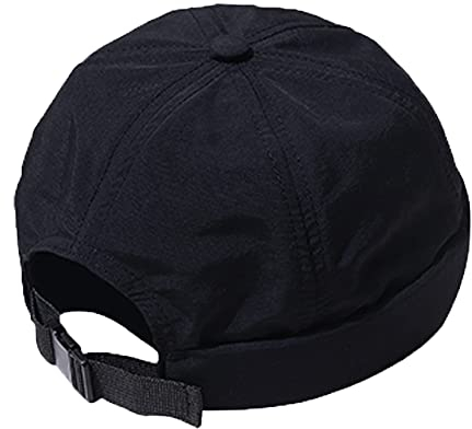 CLAPE Quick Dry Cap Ohne Schirm Docker-Cap Herren Seemannsmütze Sommer Fisherman Rolled Cuff Skullcap Wasserdicht Brimless Harbour Hat, Schwarz Black CT81