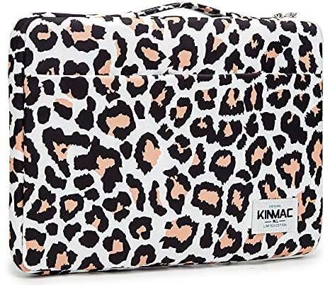 Kinmac – Housse de protection étanche à 360° avec poignée pour ordinateurs portables 12 et 13 (léopard rose)