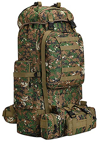HongXingHai 100 l Camping Wandern Rucksack, Molle Militär-Rucksack, wasserdicht, leicht, Wanderrucksack, Woodland Camo-c, Large, Wanderrucksäcke
