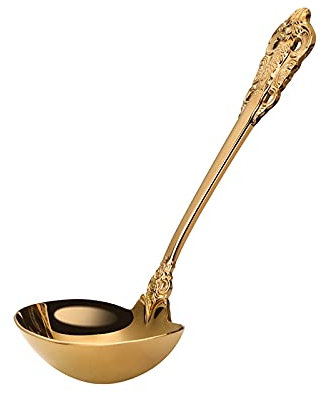 Evarbuild 304 Steel Soup Ladle Kitchen Accessories Gold Scoop Tablewares Gold Plated Soup Serving Spoon