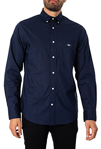 GANT Herren Reg Poplin Shirt Klassisches Hemd, Marine, 3XL EU