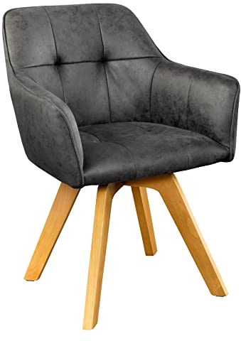 riess-ambiente.de Design Stuhl LOFT antik grau drehbar Gestell aus massivem Buchenholz mit Armlehne