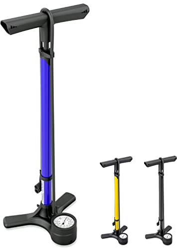 Hilo Sports Standluftpumpe Fahrrad - [Passt für alle Ventile] - 11 Bar Fahrradpumpe mit großem Manometer - Standpumpe Fahrrad aus lackiertem Stahl
