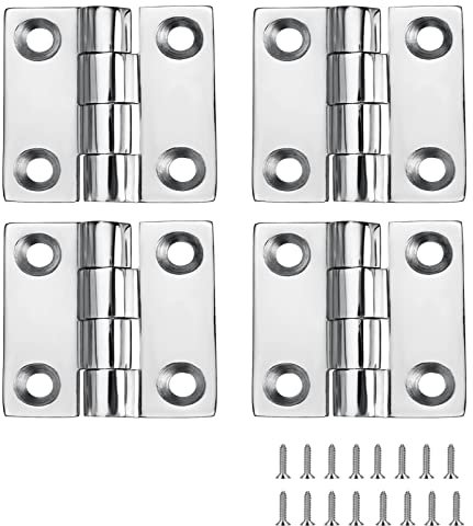 ODYSUNRAL Cerniere per barche in acciaio inossidabile, cerniere di grado marino, 50 mm x 50 mm, silenziose, resistenti, in acciaio inossidabile 316 con viti (4 pezzi)