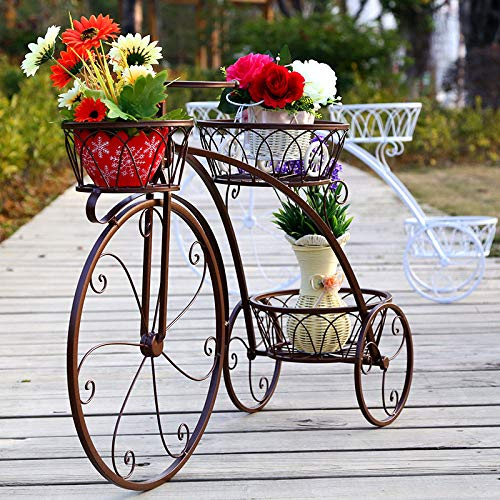 SZITW Blumentopfständer aus Metall für den Außenbereich, Garten, Fahrrad, Blumentopf, Blumenständer, Pflanzenständer für Zuhause, Garten, Terrasse/Einweihungsparty, Muttertag, Kupfer