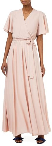 Gina Bacconi Robe Longue avec Manches Cape Cocktail, Rose poudré, M Femme
